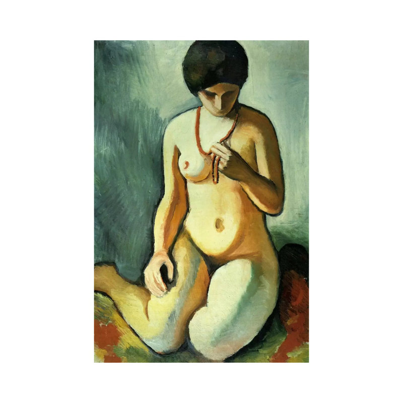 Nude With Coral Necklace by August Macke - Wrapped Canvas Painting, 66.04 cm H x 45.72 cm W