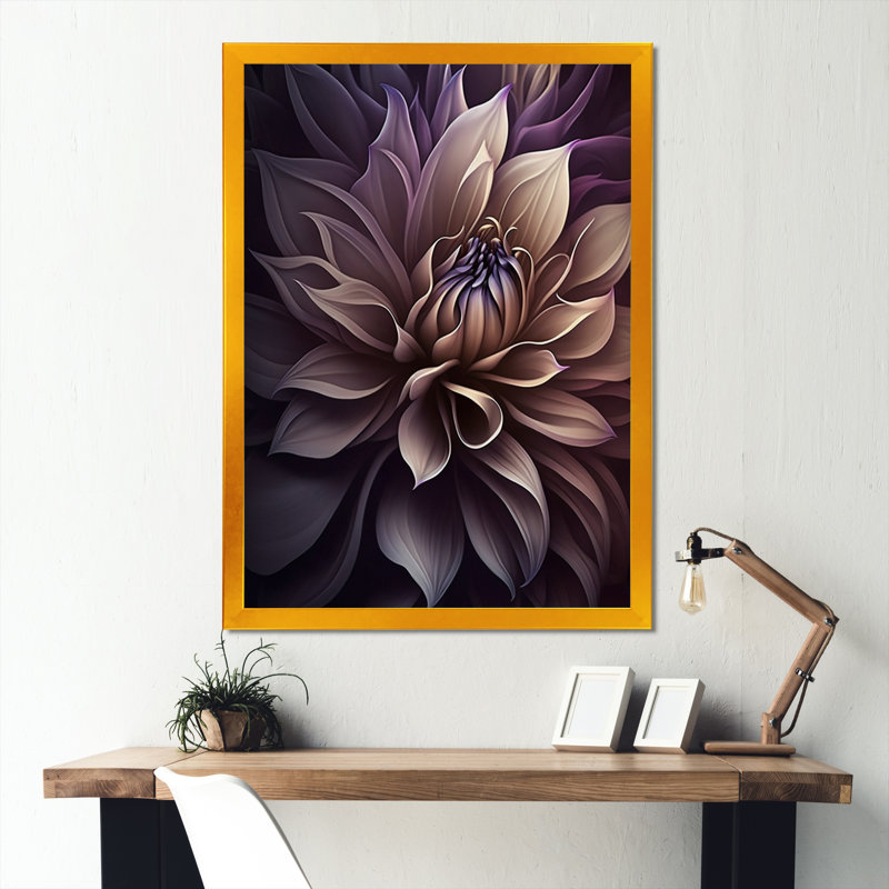 «Mauve Dahlia fleur II - Dahlia», reproduction d'art sur toile encadrée, H 20 po x l 12 po