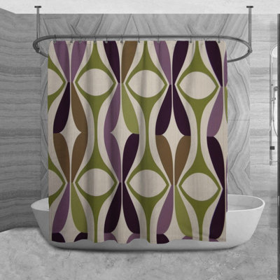 Funky Shower Curtain Pattern Bathroom Decor Green