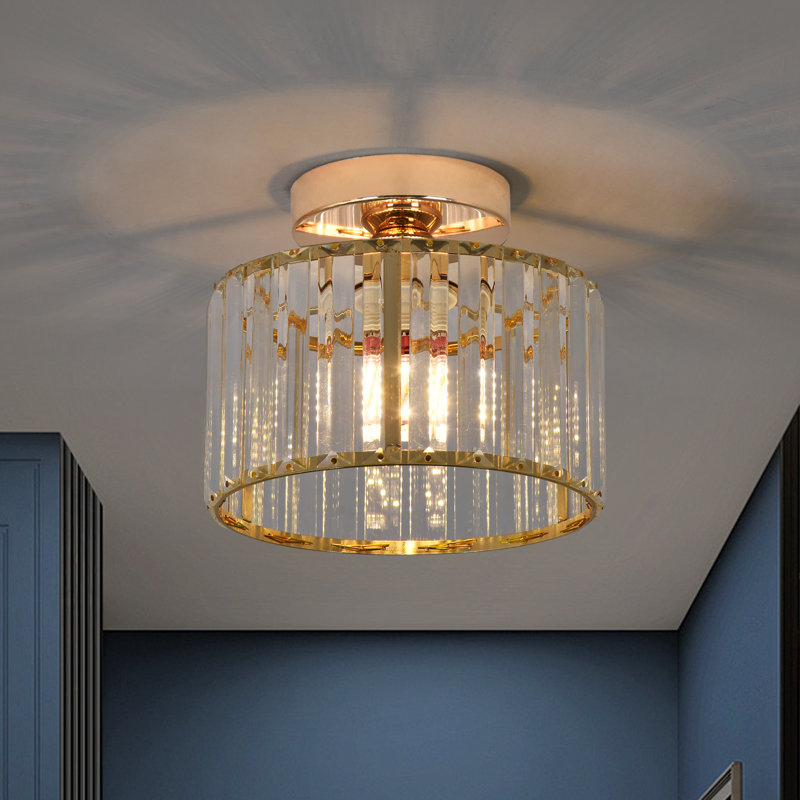 Glass Semi Flush Mount, Gold