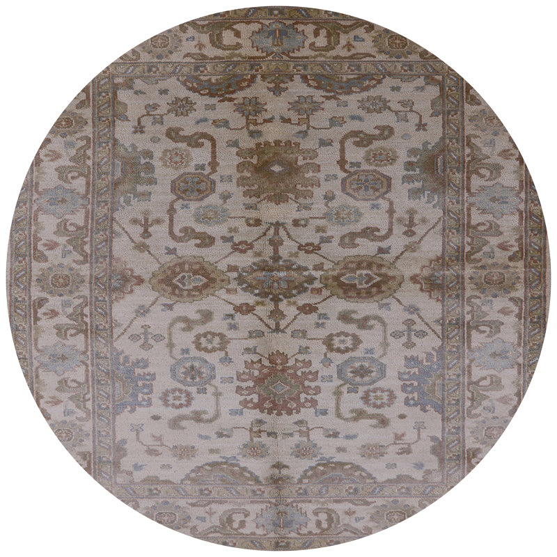 Tapis brun à motif oriental, Rond 4 pi