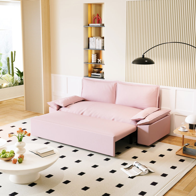 31 lits convertibles en velours rose pour grand lit de 70,1 po pour toute occasion avec 2 coussins de qualité supérieure