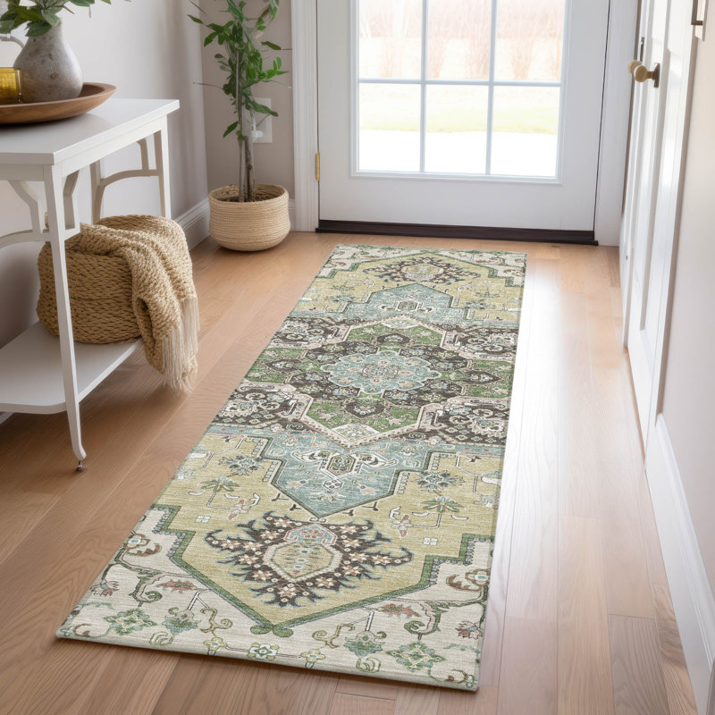 Tapis intérieur / extérieur lavable beige Lani , 2'3" x 7'6"