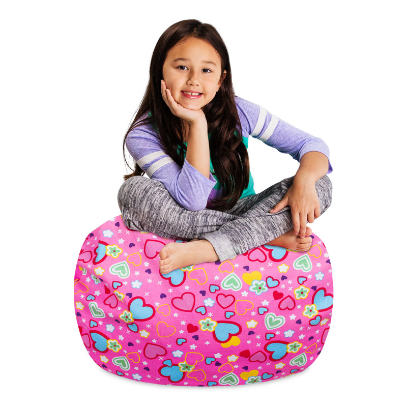Housse pour fauteuil à billes Kids, Moyen - 27 po, Toile - cœurs multicolores sur fond rose