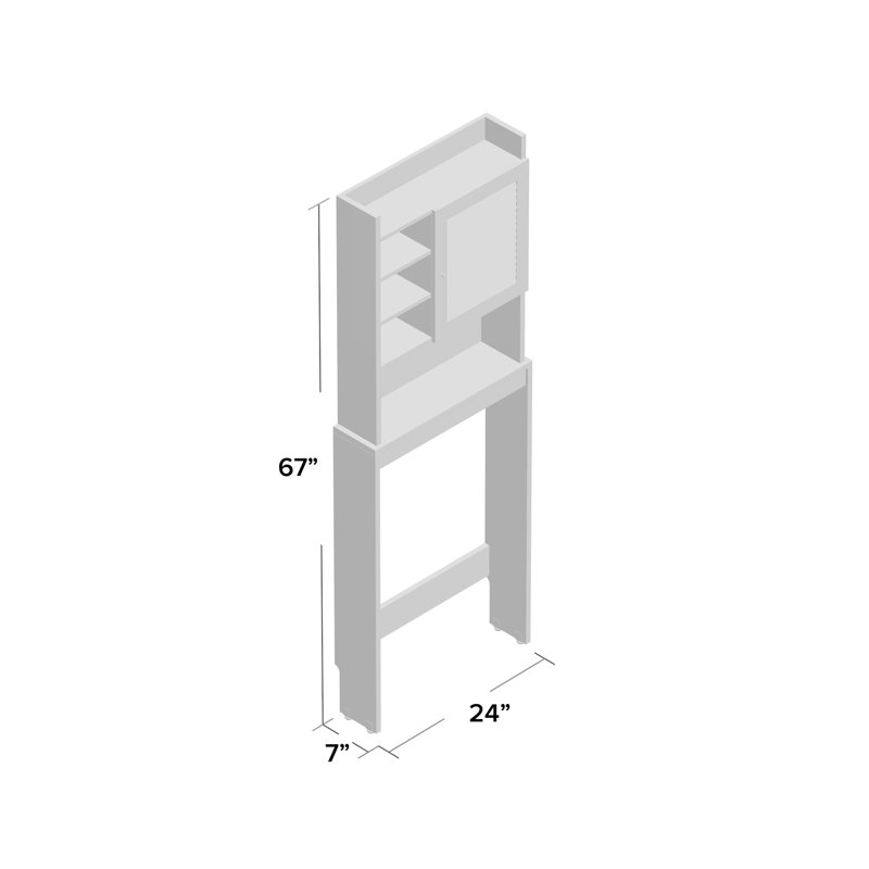 Rangement au-dessus de la toilette l 23,5 po x H 67 po x P 6,5 po Acevedo
