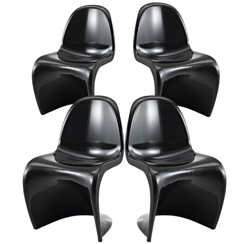 17'' H Stacking Side Chair, Black