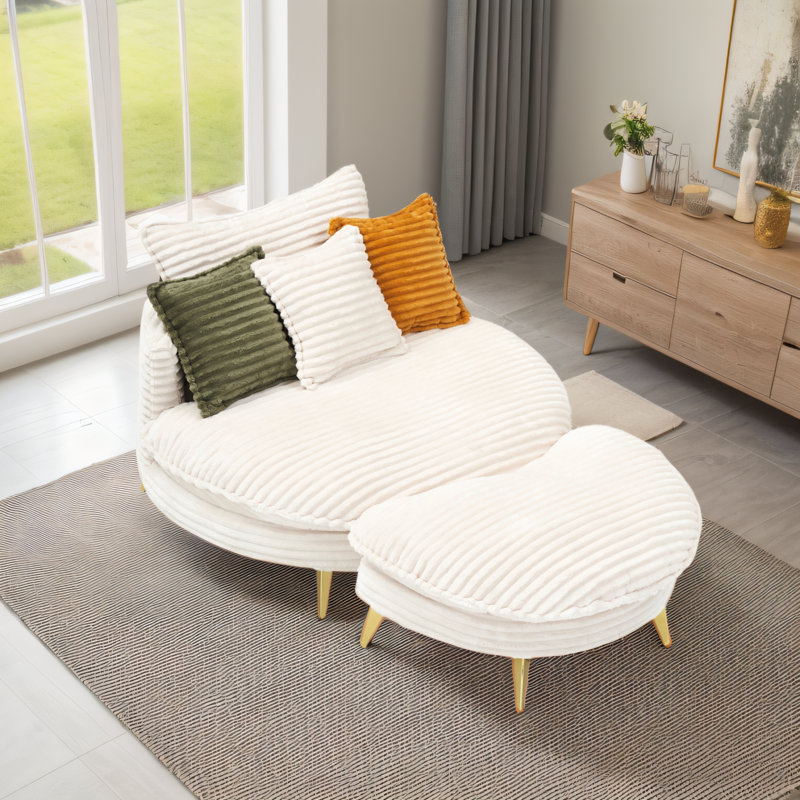45 po. Coussin 45 po, Velours côtelé beige