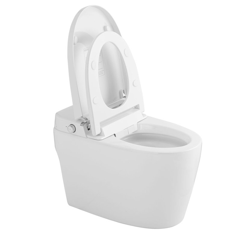 Smart Toilet With Foot Sensor Flip Cover & Seat, Heated Seat, Warm Air Dryer, Self-Cleaning Nozzle, Bidet