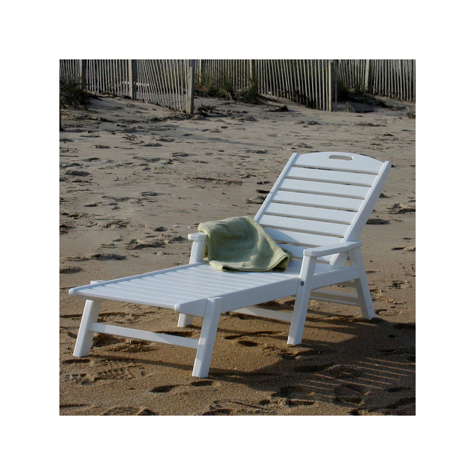 Nautical Chaise Lounge with Arms, White