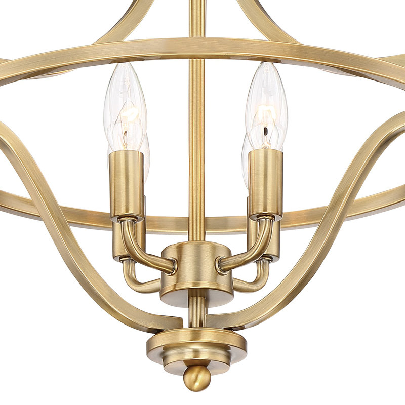Plafonnier semi-encastré 4 lumières 16 po, Laiton délavé