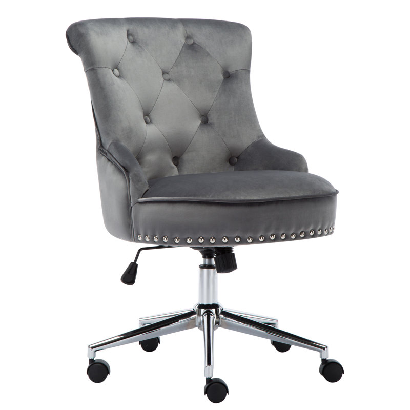 Asilah Velvet Task Chair, Gray