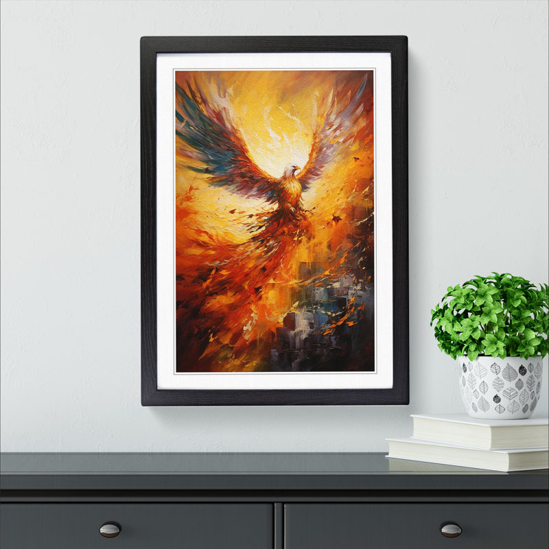 XYZ-FRM-V1223-5105 Phoenix Action - Single Picture Frame Print on Wood, 46cm H x 34cm W x 2cm D, Black