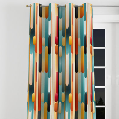 Mid-Century Modern Geometrics I - Rideau en velours Mid-Century avec œillets - obscurcissant - 1 panneau
