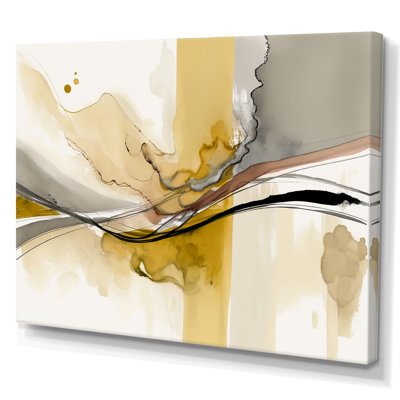 Touché par jaune moutarde et gris ultime IV - Abstrait, encres liquides