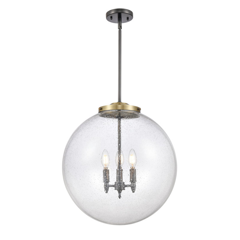 Frederick 3 - Light LED Pendant, 19" H x 18" W x 18" D, Seedy, Black Antique Brass