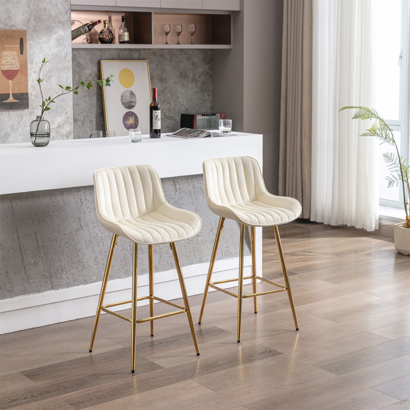 Ensemble de 2 tabourets de bar, Tabouret de comptoir (siège d'une hauteur de 26 p, Crème, crème
