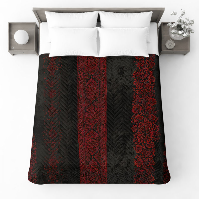  Couvre-lit noir matelassé à motif floral toutes tailles, Double