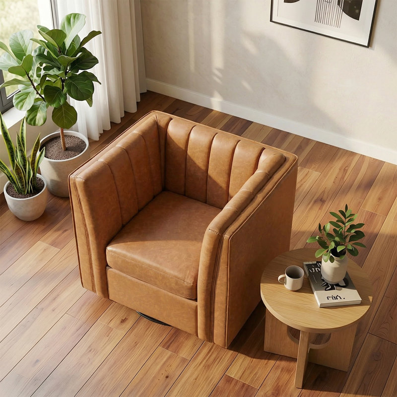 Fauteuil de coiffeuse Allard, Similicuir brun