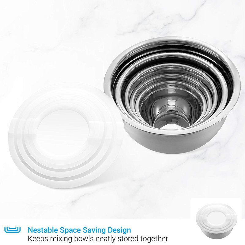 6 Piece Stainless Steel Mixing Bowl Set with Lids