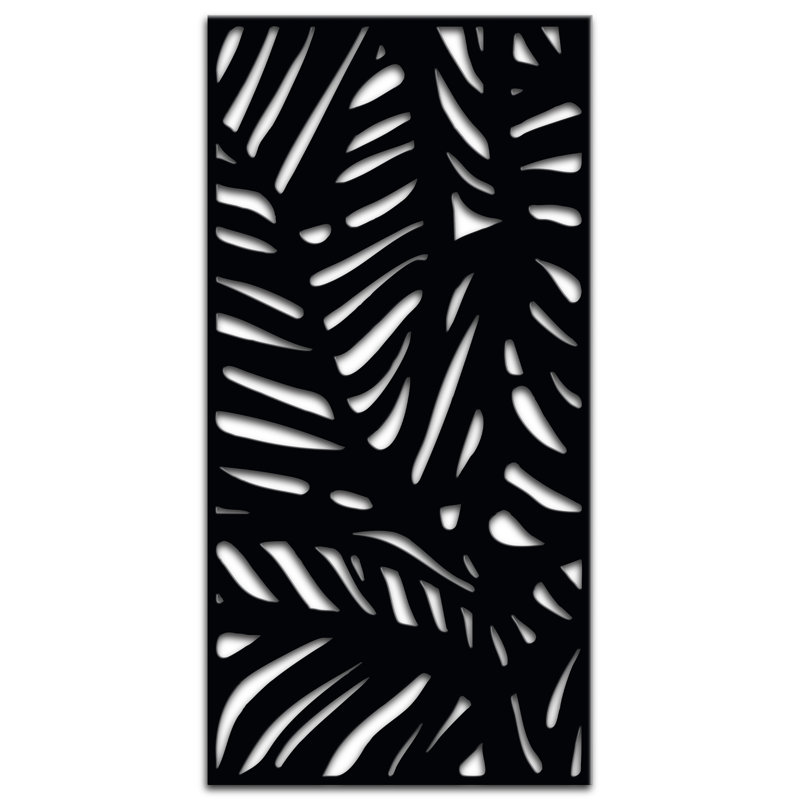 Panneau d'intimité décoratif en acier thermolaqué noir avec vis Oasis 3 pi x 6 pi