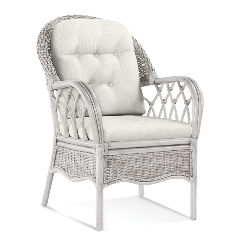 Chaise avec accoudoirs rembourrée Everglade, Blanc antique givré, Vanille Crypton Performance; 0822-91