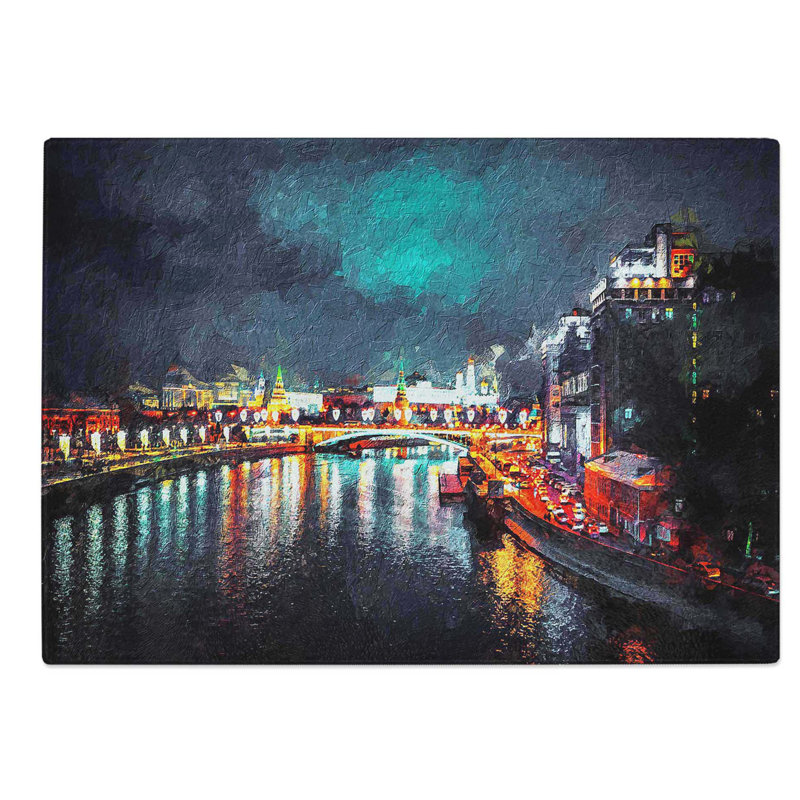Glass Moscow At Night Chopping Board, 28.5 cm W x 20 cm L