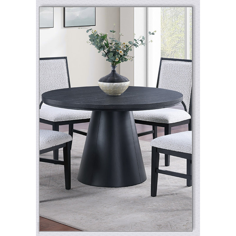 Table de salle à manger ronde 1Pc avec base unique en forme de cône, design moderne pour des espaces compacts et une utilisation quotidienne