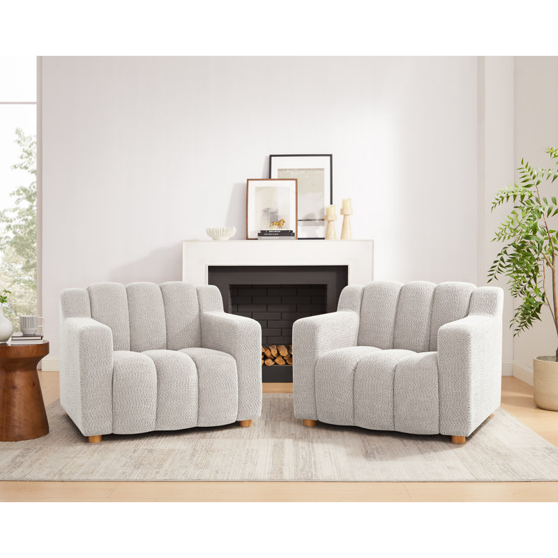 Ensemble de chaises d'appoint 40 pouces recouvertes de tissu Boucle, Beige