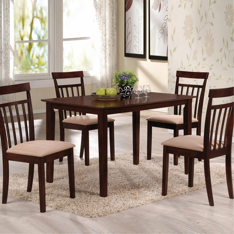 Espresso And Beige 5-Piece Dining Set