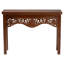 Console bali & pari en bois d'acajou Alannis - Table d'appoint avec tablier floral sculpté pour le vestibule, le salon ou le couloir