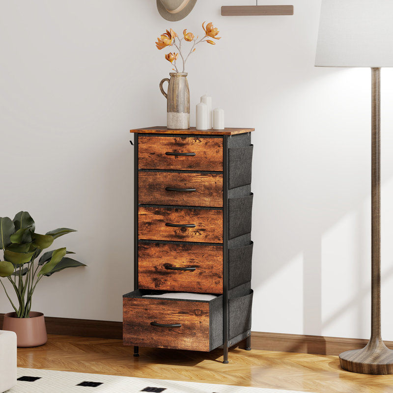 45cm W 5 - Drawer Chest of Drawers, Rustic Brown