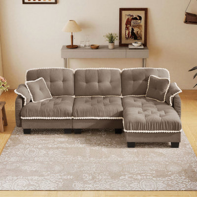 Canapé modulaire en L avec repose-pieds et repose-pieds Chenille