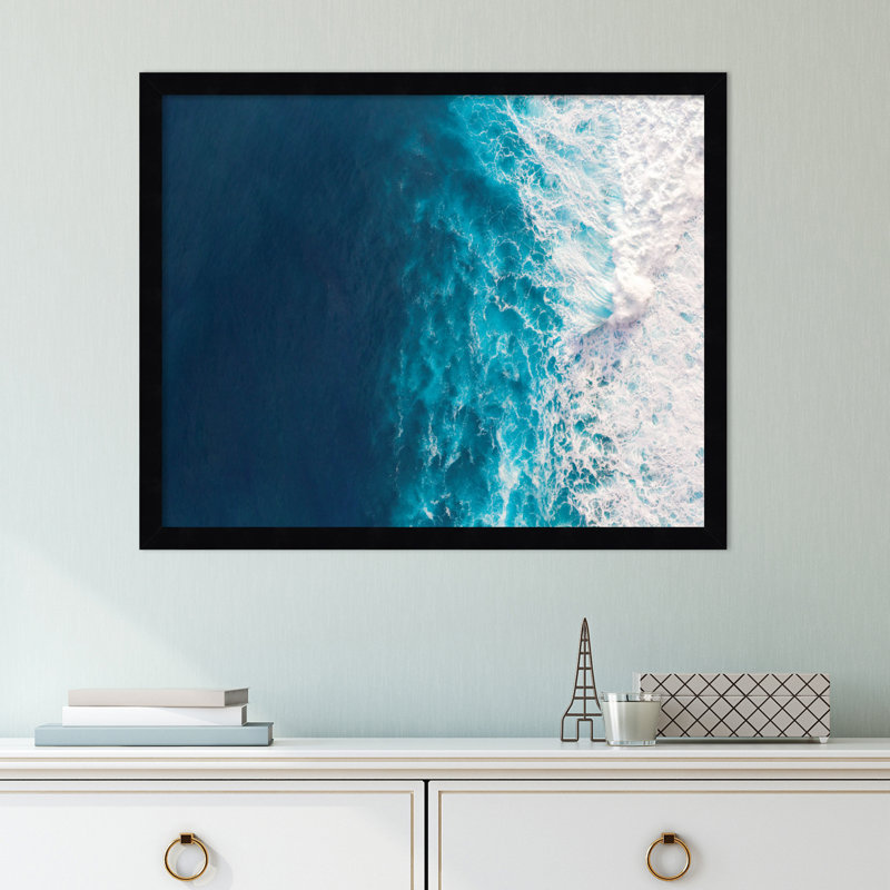 Seascape Of Splashing Waves by The Creative Bunch Studio, Black, 17" H x 21" W x 1" D