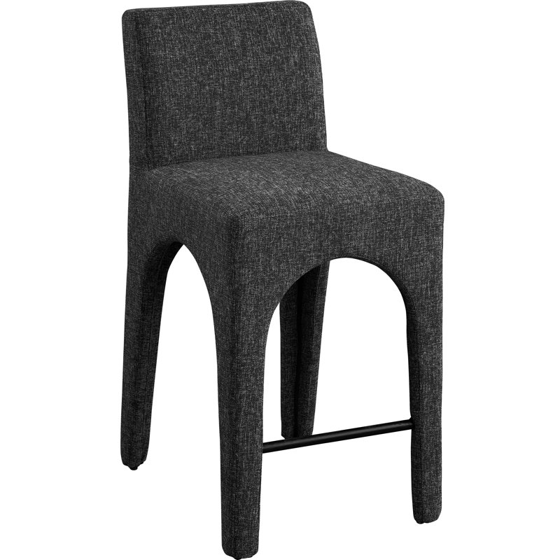 Tabouret Gramercy, Tissu texturé en lin noir