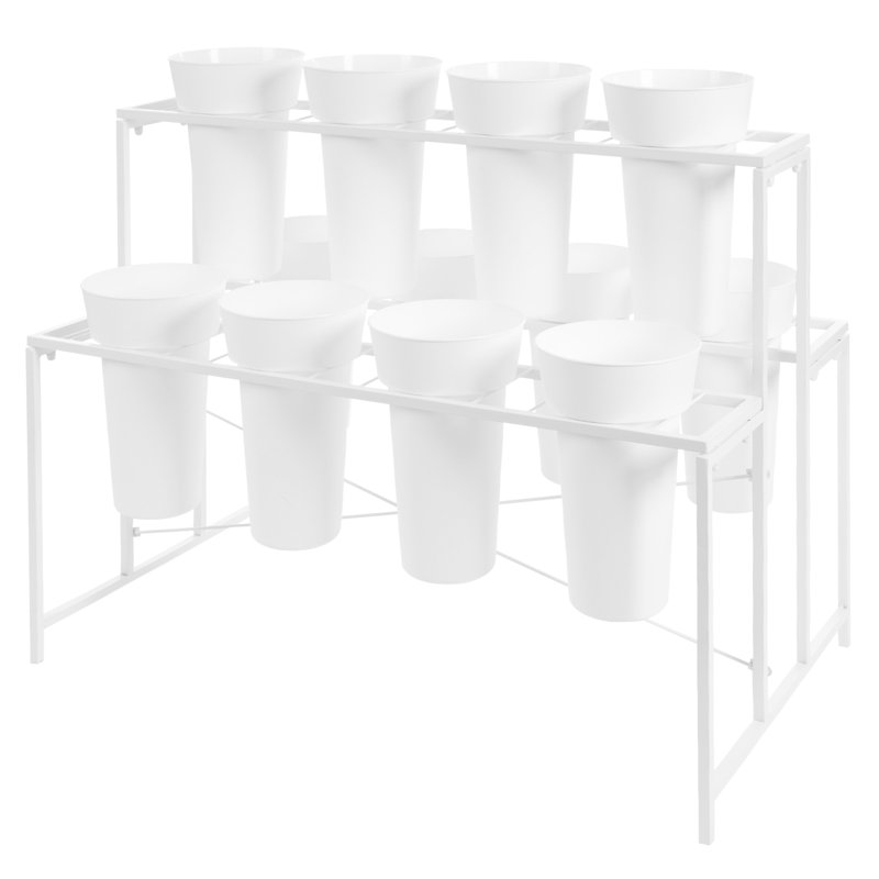 Présentoir à fleurs en métal avec seaux de 12 pièces Yobana, Blanc