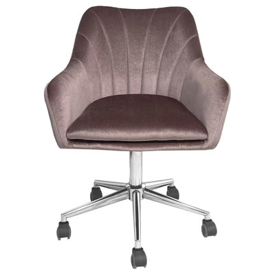 Sadie Swivel Vanity Chair, Desk Chair with Adjustable Height, Velvet Material and Elegant Curves