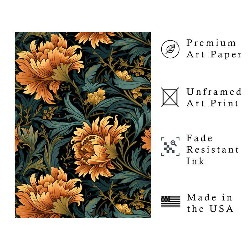 Impression florale sans cadre William Morris Floral II, H 20 po x l 16 po