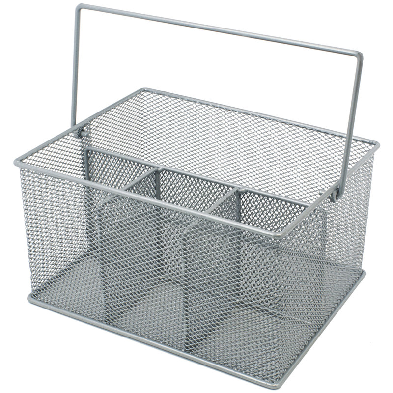 Sorbus Mesh Multi-Purpose Flatware Caddy with Handle, Silver
