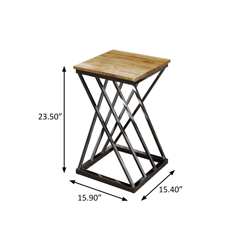 3 pièces 31,9 po et 15,9 po rustique Ensemble de table, naturel / noir, Bois naturel