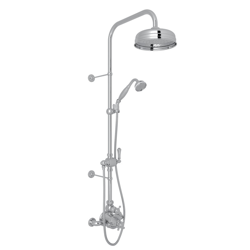 Georgian Era™ Thermostatic Shower Package, Polished Chrome, Cross Handle