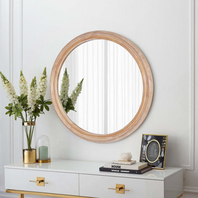 Miroir mural rond en bois naturel Coastal & Farmhouse