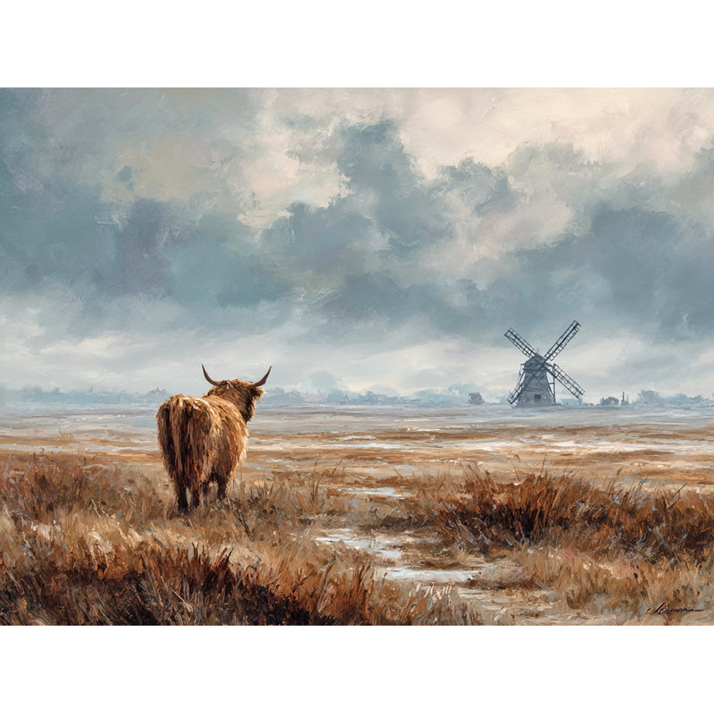 Art mural sur toile Highland Cow in Wildflowers
