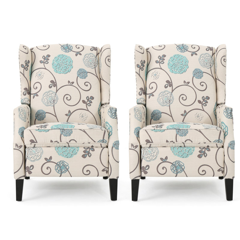 Fauteuil inclinable manuel Yedda, Blanc / bleu