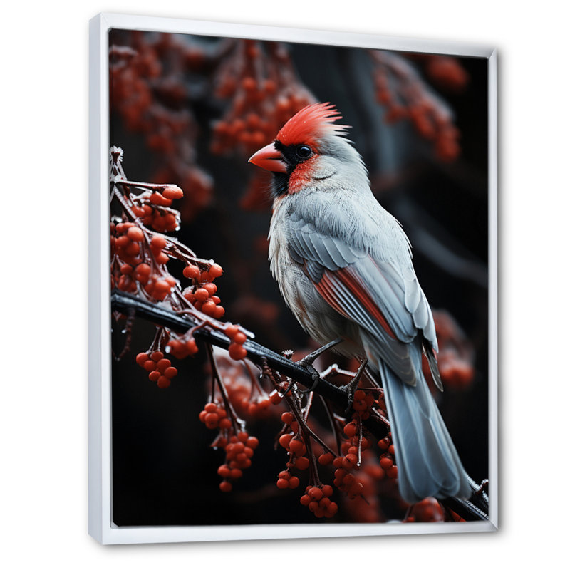 Coral Brid In Winter II, reproduction d'art sur toile, H 44 po x l 34 po x P 1,5 po, Cadre flottant blanc