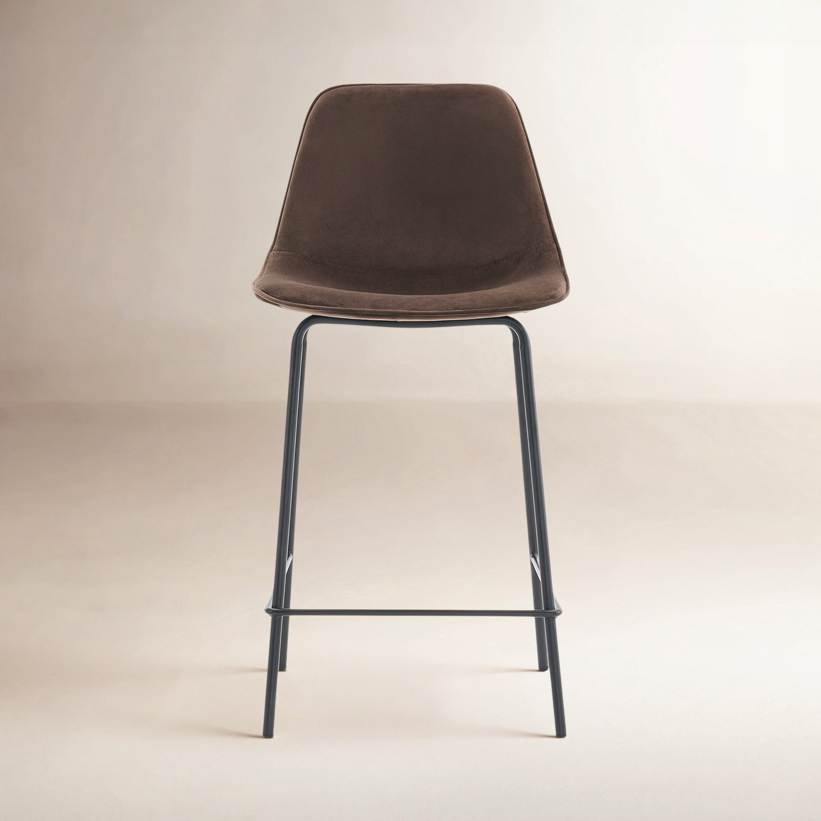 Kavi Upholstered Barstools, Mink Brown Velvet, Counter Stool (24" Seat Height)
