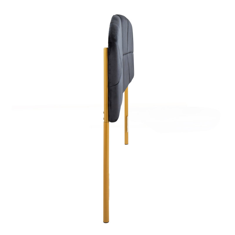 Grande tête de lit Lindsey Contemporary / Glam en acier doré et velours noir par LumiSource, Noir, noir, noir, noir