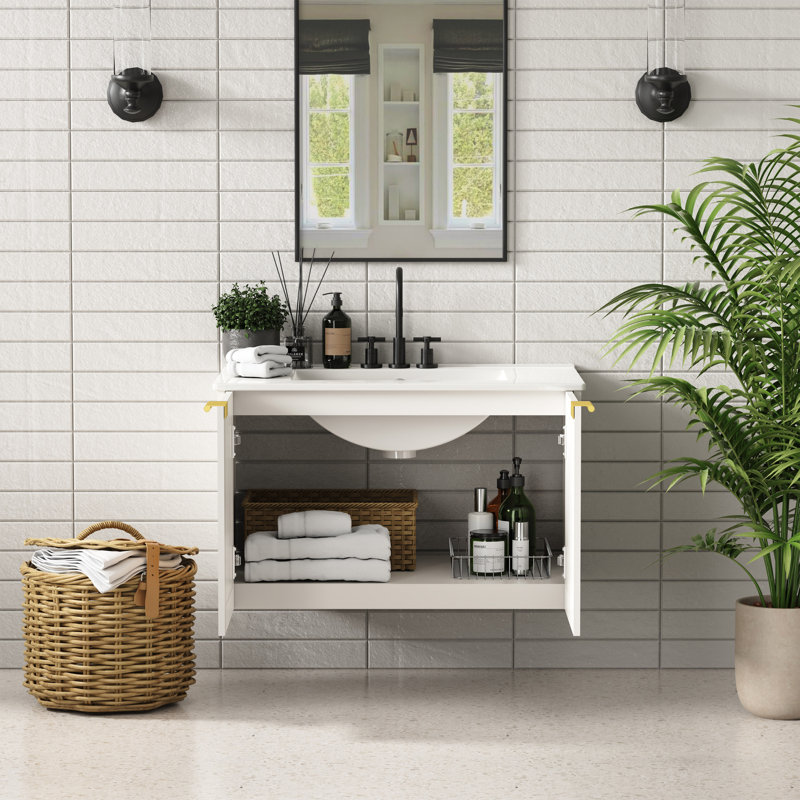 30" Fully Assembled Freestanding Bathroom Vanity With Sink, Solid Wood Construction Cabinet