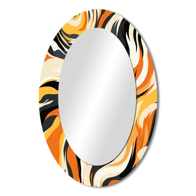 Rhyla Black And Beige Urban Zebra Fusion - animal print  Decorative Mirror, Black Wall Mirror, Printed Metal Art