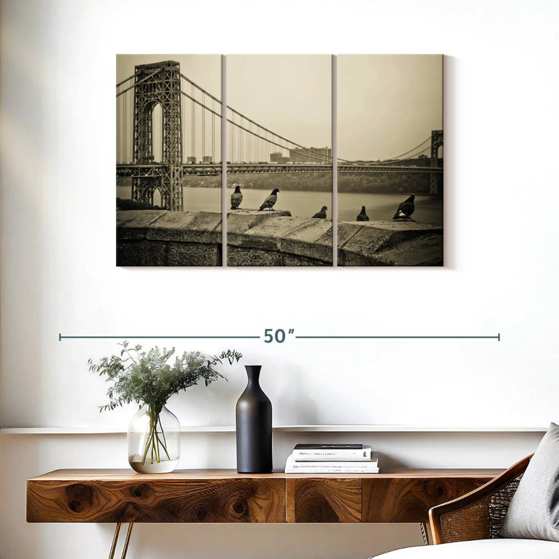 Lilie Pigeon Near Bridge, 24" H x 38" W