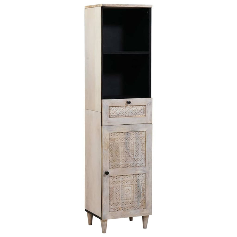 Solid Wood Bathroom Cabinet, White